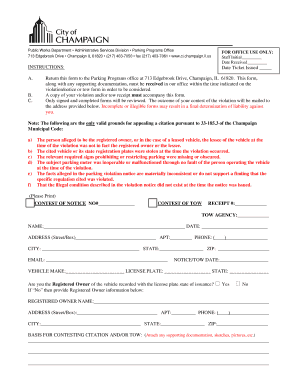Champaign Parking Violation Appeal Form