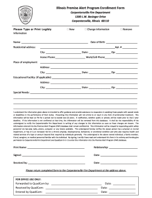 Illinois Premise Alert Program Enrollment Form