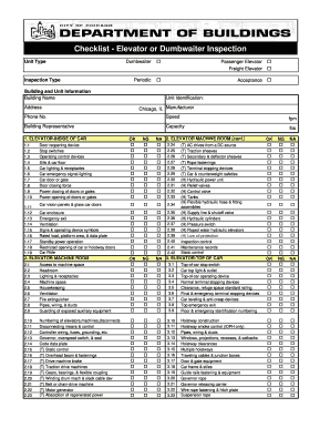 Elevator or Dumbwaiter Inspection Checklist