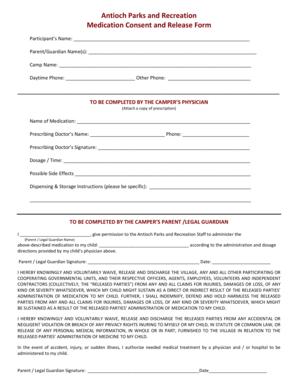 Medication Consent and Release Form