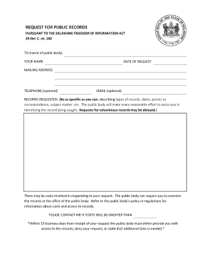 Delaware Public Records Request Form