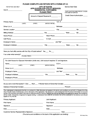 City of Eustis Utility Service Application