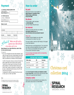 Spinal Research Christmas Card Order Form