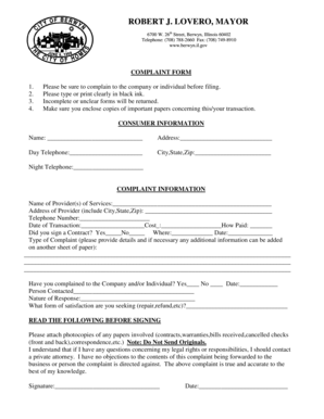 Consumer Complaint Form