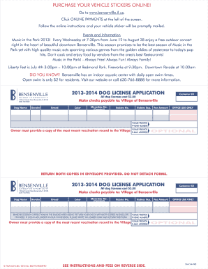 Bensenville Dog License Application