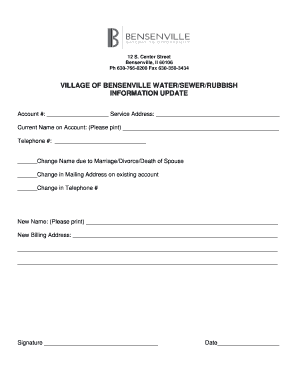 Village of Bensenville Water/Sewer/Rubbish Information Update