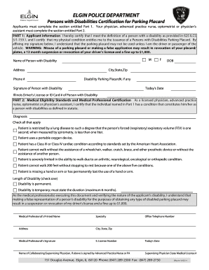Illinois Persons with Disabilities Parking Placard Application