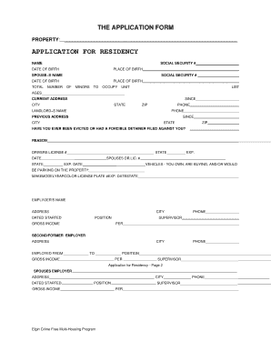Application for Residency