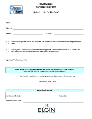 RecRewards Participation Form