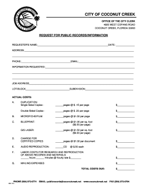 City of Coconut Creek Public Records Request Form