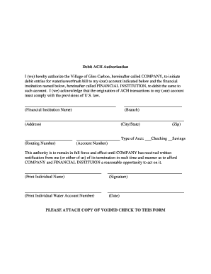 Debit ACH Authorization Form