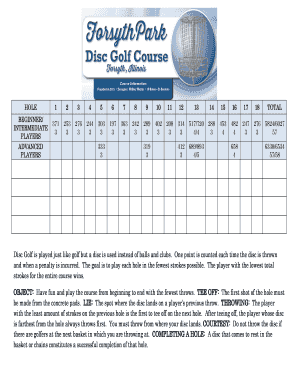Disc Golf Scorecard