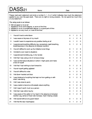 DASS 21 Psychological Distress Questionnaire