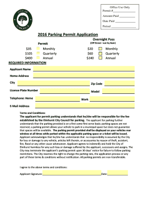 2016 Parking Permit Application