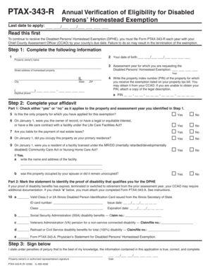 Illinois Disabled Persons' Homestead Exemption Form