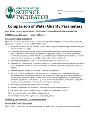 Water Quality Analysis Worksheet