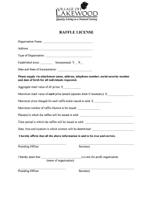 Raffle License Application