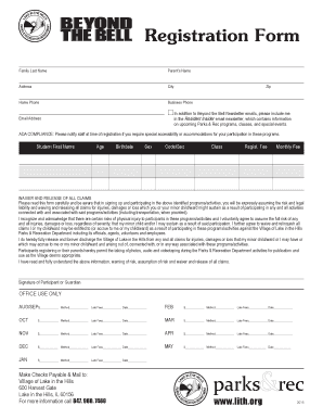 Village of Lake in the Hills Registration Form