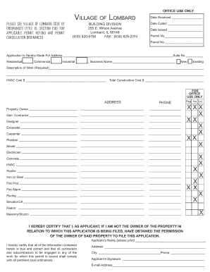 Lombard Building Permit Application