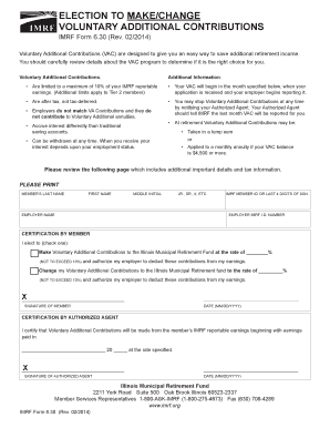 IMRF Voluntary Additional Contributions Form