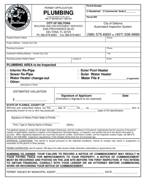 Plumbing Permit Application