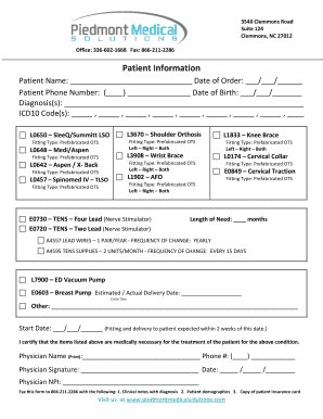 Medical Equipment Order Form