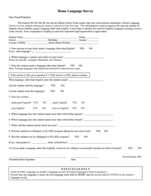 Home Language Survey Form