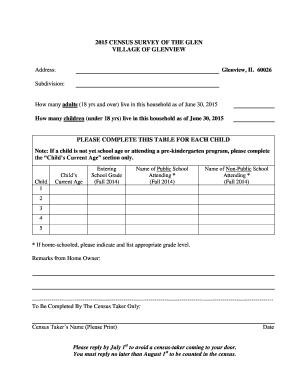 2015 Census Survey of Glenview