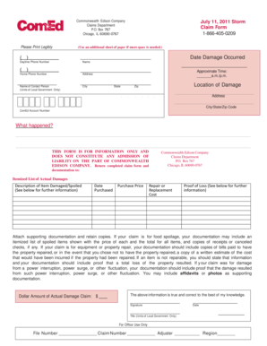 Commonwealth Edison Storm Damage Claim Form
