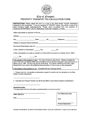 Freeport Property Transfer Tax Calculation Form