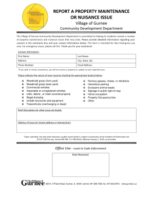Gurnee Property Maintenance Report