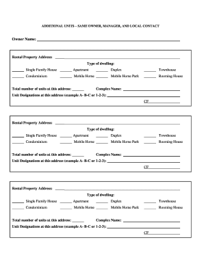 Additional Units Form