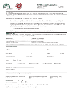CPR Course Registration Form