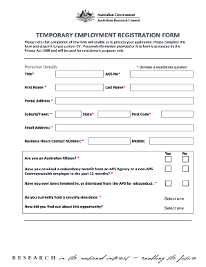Temporary Employment Registration Form