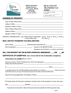 Rolling Meadows Real Estate Transfer Tax Declaration