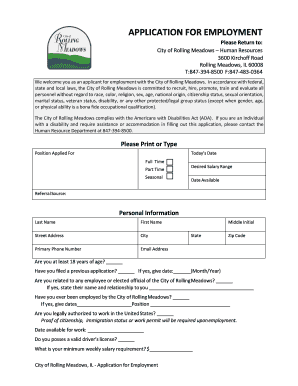 City of Rolling Meadows Employment Application