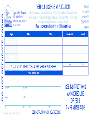 Vehicle License Application