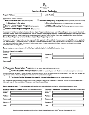 City of Rock Island Voluntary Program Application