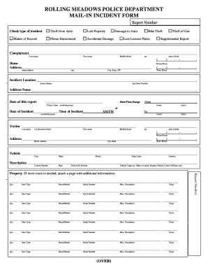 Rolling Meadows Police Department Mail-In Incident Form