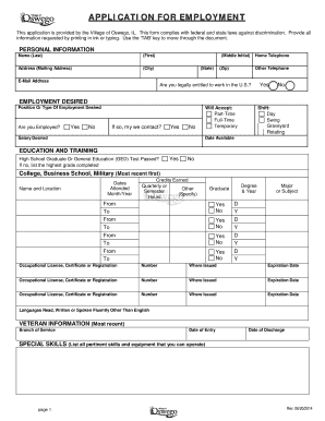 Employment Application Form