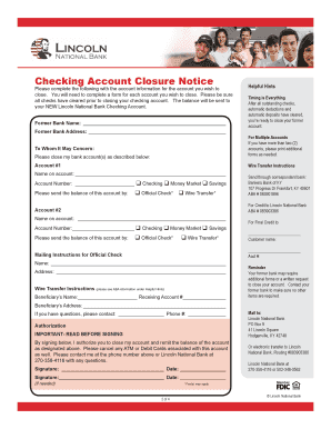 Checking Account Closure Notice
