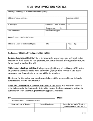 5 day eviction notice illinois pdf to download in word pdf editable