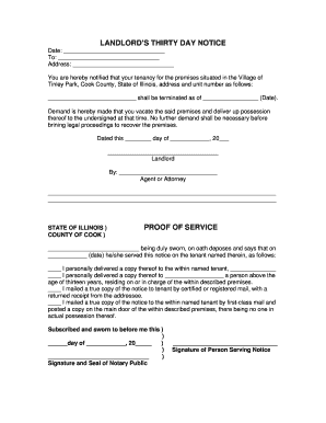 Illinois Landlord 30-Day Notice