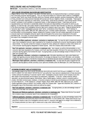 Background Investigation Disclosure and Authorization