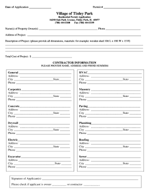Residential Permit Application