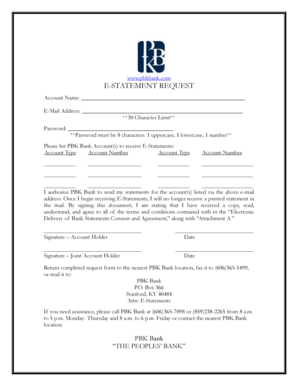 PBK Bank E-Statement Request Form