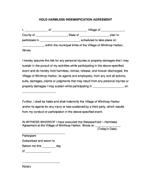 Hold Harmless Indemnification Agreement