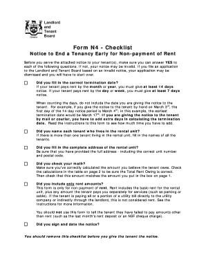 Notice to End a Tenancy Early for Non-payment of Rent