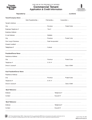 Commercial Tenant Application Form