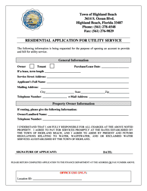 Residential Utility Service Application